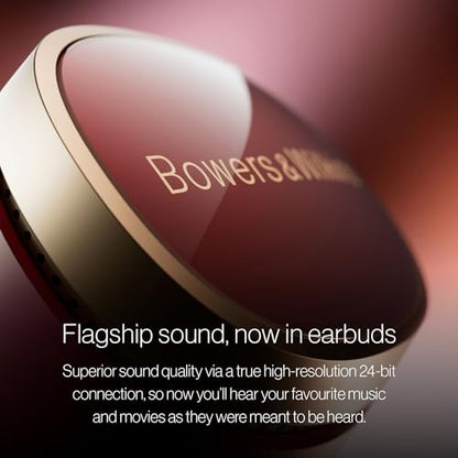 Bowers & Wilkins Pi8 Wireless Earbuds with 3 Built-in Mics, Dark Burgundy - color: Dark Burgundy