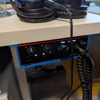 Under Desk Mount for Focusrite Scarlett Solo 4th Gen | No-Tool Slide-In Bracket | No Need to Remove Rubber Feet | Under Desk Audio Interface Holder (Black) - color: Black