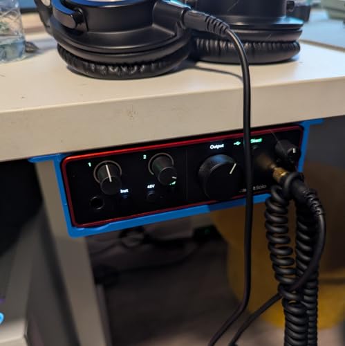 Under Desk Mount for Focusrite Scarlett Solo 4th Gen | No-Tool Slide-in Bracket | No Need to Remove Rubber Feet | Under Desk Audio Interface Holder (Blue) - color: Blue