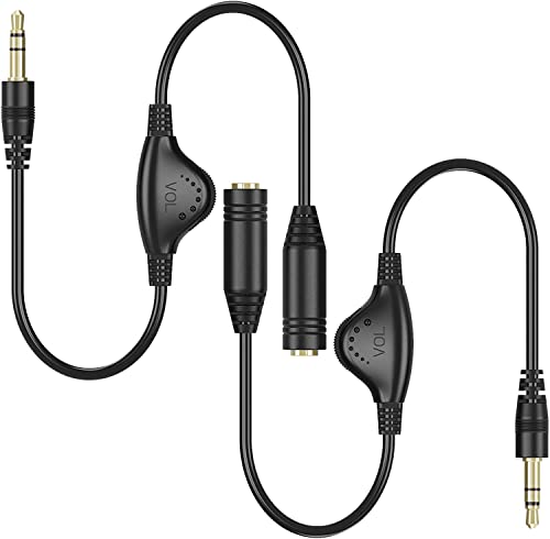 PChero 3.5mm Headphone Extension Cables, 2pcs 3.5mm Male to Female | 10inch, Male to Female Stereo Audio Extension Cord, with Volume Adjustment Control, for Smartphone Tablets MP3 Players - size: 1 ft, 2 Packs