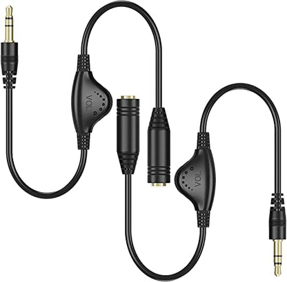 PChero 3.5mm Headphone Extension Cables, 2pcs 3.5mm Male to Female | 10inch, Male to Female Stereo Audio Extension Cord, with Volume Adjustment Control, for Smartphone Tablets MP3 Players - size: 1 ft, 2 Packs