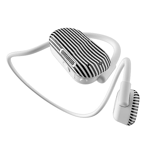 Purity Air Open Ear Headphones - True Air Conduction Wireless Bluetooth Open Ear Earbuds with Dual Mic for iPhone/Android - Secured Long Wearing Comfort, Sports Sweat Resistant (BWS144) - color: Black and White Stripes