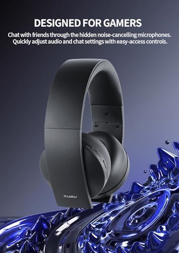 PS5 Headset Wireless - Separate Game and Chat Audio - 2.4Ghz 3D Audio Foldable Gaming Headphones Bluetooth 5.3 Earbuds with Dual Hidden Noise-cancelling Mic for Playstation PS4 Switch PC Mac (Black)