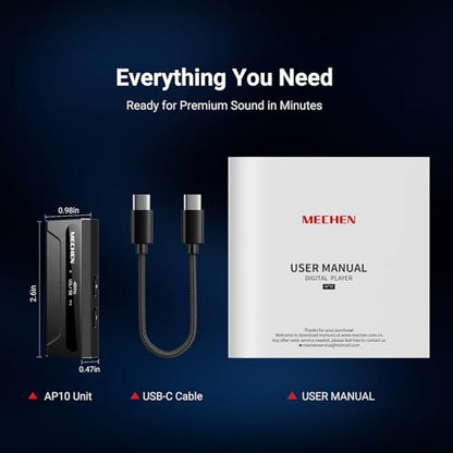 MECHEN AP10 USB DAC 동글 3.5mm/4.4mm HiFi Amp 밸런스 블랙 | ES9028Q2M+ES9603Q 칩셋, PCM384K/DSD256, 4.4mm 밸런스 522mW@32Ω, 3.5mm SE 111mW, SNR 120dB, 아이폰/안드로이드용 USB-C