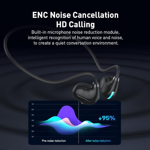 IHAO Air Conduction Wireless Bluetooth Headphones Cool Flash Light-Open-Ear Design Lightweight & Pain-Free Sweatproof Sport Headphones with Mic Earphone Ideal for Running Cycling and Sports-F806 Black - color: F806 Black