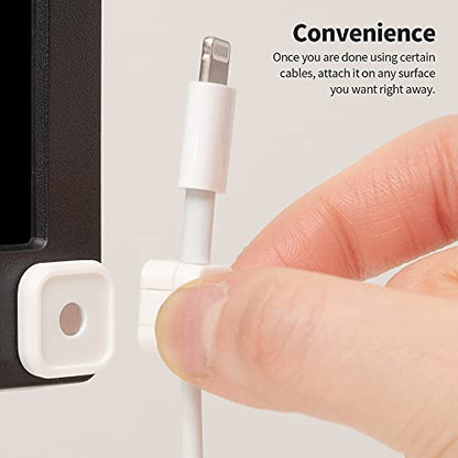 Sinjimoru Magnetic Cable Clips 3 Pack, Self Adhesive Cord Organizer, White