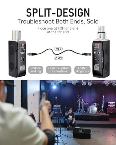 XVIVE AT-3 Audio Tester Ultra, Split-Design 5-in-1 Signal Generator, Long-Distance XLR/DMX Cable Tester,Phantom Power Checker, XLR Input Meter, Headphone & Built-in Speaker Monitor, USB-C Rechargeable - style: AT-3 ULTRA