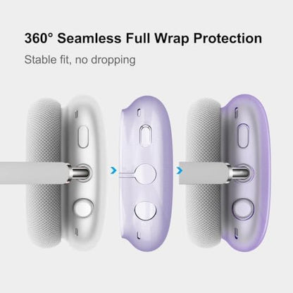 MOLOPPO Transparent Purple Case for AirPods Max 2/1 | Soft TPU, Protective, Anti-Scratch, Slim Fit Design, Multi-Gen, USB-C, Lightning - color: C-Transparent Purple