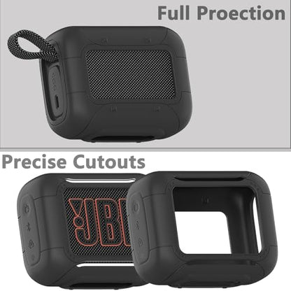 Silicone Cover and Hard Carrying Case for JBL Go 5 Bluetooth Speaker | Protective Cases for Go 5 Speaker Accessories, Scratch-Resistant and Drop-Proof Cover (Black) - color: Black