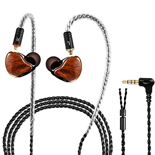 in Ear Monitor Headphones, HiFi Stereo IEM Earphones, Dynamic Dual Driver Wired Earbuds with Detachable Cable, Noise Canceling Headset for Singers Musicians Drummers Audiophile (Wood Grain) | HiFi IEM, Dual Dynamic Driver Wired Earbuds, Noise Canceling In