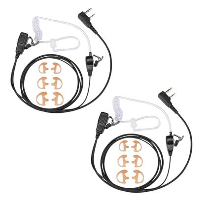 2 Pin FBI Earpiece for Walkie Talkie with Clear Sound PTT MIC&Soft and Comfort Acoustic Tube for UV-5R BF-F8HP BF-888S, Kenwood TK3230 Two Way Radio (2 Packs) - style: 2 packs