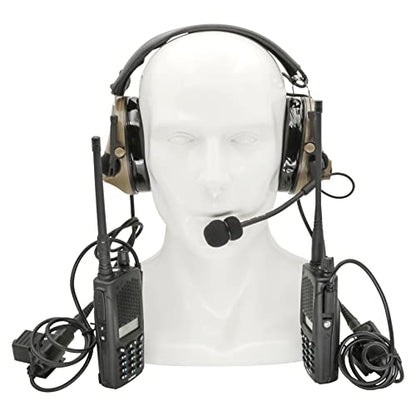 HEARFALCOM Dual Communication Tactical Headset with PTT Adapters U94 PTT Compatible with UV-5R, UV-82 Walkie Talkie Suitable for Airsoft Sports, Hunting, Hearing Protection(DE) - color: Sand