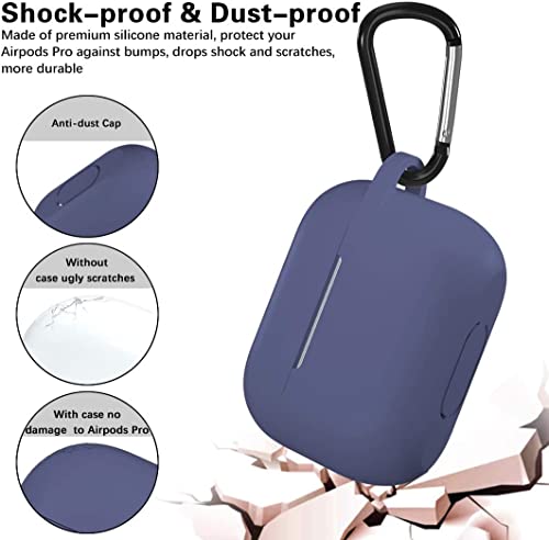 Lerobo for AirPods Pro 2nd/1st Case with Keychain, Blue Gray | Soft Silicone Protective Cover Compatible with Apple AirPod Pro Case for Women Men, Scratchproof, Shockproof, Dustproof - color: Blue Gray