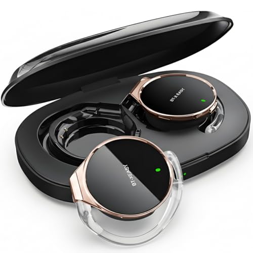 Over Era Open Ear Headphones,46-Hour Call Time,Ear Cuff Headphones | with mic, Air Conduction Sports Headset with Earhook,pair 2 devices - color: Rose Gold Black