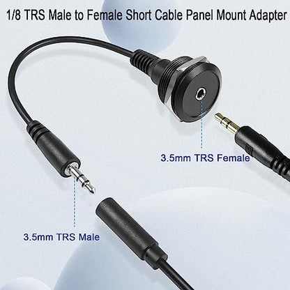 QIANRENON TRS 3.5mm Stereo Threaded Fixing Round Connector 1/8 TRS Male to Female Short Cable Panel Mount Headphone Adapter for Microphones Headphone - style: Male