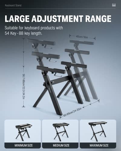 Donner Folding Keyboard Stand, Z-style Heavy-Duty Portable Piano Stand, Adjustable and Collapsible, Suitable for 37 54 61 88 Key MIDI Keyboard Electronic Keyboards Digital Pianos, DKS-100 - size: Z-style Foldable