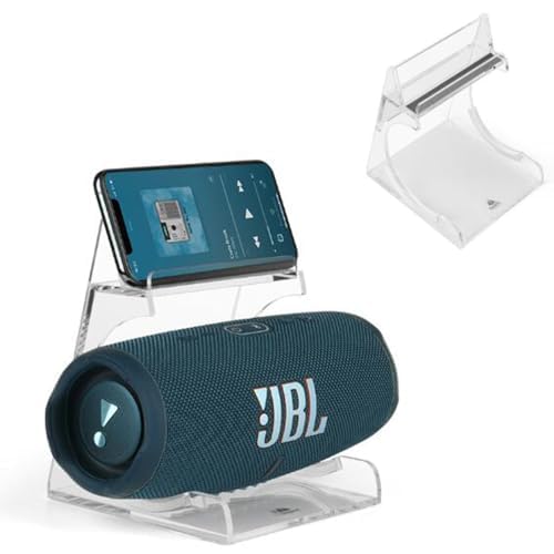 Coyktonty Acrylic Desktop Speaker Stand for JBL Charge6/5/4/iPhone, Clear Table Holder for Speaker and Smartphone (Transparent) - color: transparent