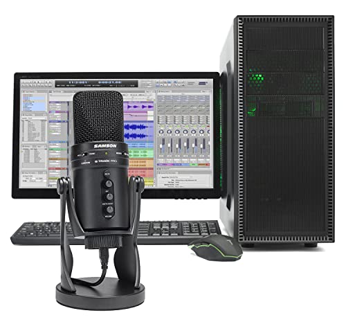 SAMSON G-Track Pro Professional USB Condenser Microphone with Audio Interface | 24-bit/96kHz USB microphone with instrument input and mixer for musicians, podcasters and streamers - color: Black