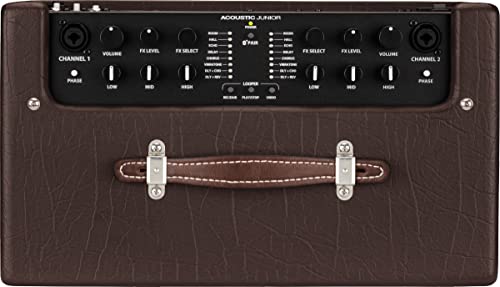 Fender Acoustic Junior 100W Combo Acoustic Guitar Amplifier Bundle with Instrument Cable, Amperstand Guitar Cradle, Tuner, and 24-Pack Picks - size: Acoustic Jr 100