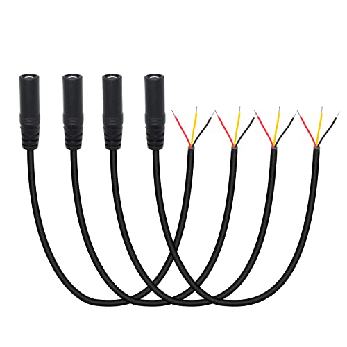 3.5mm Female Plug to 3Pin Bare Wire Open End Cable 1.6FT, TRS 3 Pole 1/8'' | 3.5mm Plug Stereo Audio Wire, Auxiliary Audio Connector Jack, for 3.5mm Earphone Microphone DIY Cable Repair - 4Pcs - color: 3.5mm Female Plug TRS 3 Pole - 0.5M/1.6FT