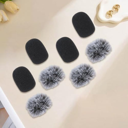 GORGECRAFT 20Pcs 2 Styles Mini Microphone Windscreens Furry Windscreen Foam Cover Set High Density Mic Lapel Headset Cover Protection for Lavalier Microphone Muff Windshield Windjammer Deadcat