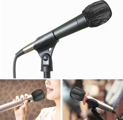 buluker 200 Pcs Disposable Microphone Cover Non-Woven Handheld Microphone Windscreen Protective Cap for Recording Room, KTV and Any Shared Environment (Black)