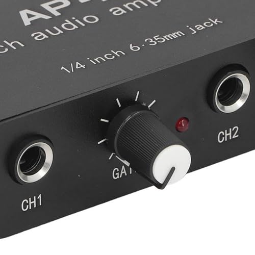 Dual Channel Sound Preamplifier Professional Grade 1/4 Inch 6.35mm 0 to 20db Gain Adjustable Amplifier Amp for Microphones Instruments Music Signals Aluminum Alloy Compact Size