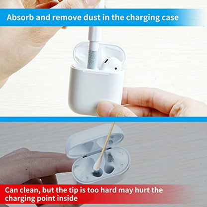 Cleaner Kit for AirPods 1 2 3 Cleaning Tool for Removing Ear Wax/Dirt/Gunk | Included Metal Tip, Soft Brush & Flocking Sponge to Clean Wireless Earbuds, Charging Case, iPhone, Keyboard & Electronics