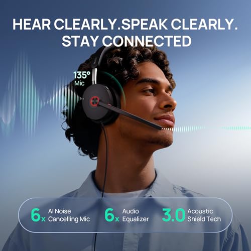 Yealink UH48 ANC Wired USB-C/A Headset,6 AI Noise-Canceling Microphones | Teams/Zoom Certified, Dual-ear Headphones, Call Center,Home,Plug & Play for Laptop/Phone/Computer,Dynamic EQ, 360° Busylight - color: USB-C/A (Teams)