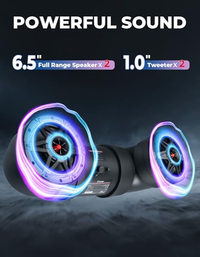 KEMIMOTO ATV Speaker 6.5 Inch Wireless Audio Streaming ATV UTV Sound Bar | w/ 20 RGB Light Modes, 2X Full Range Speakers 2X Tweeters Boat Sound System Compatible with Polaris Sportman Fourtrax Can Am - size: 6.5 Inch