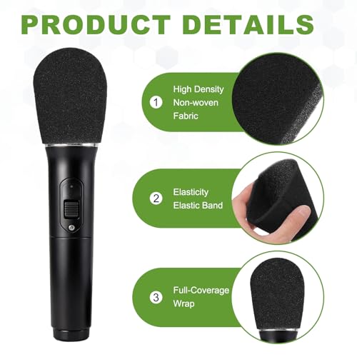 MECCANIXITY 240 Pcs Disposable Microphone Cover Mic Cover (Black) - color: Black