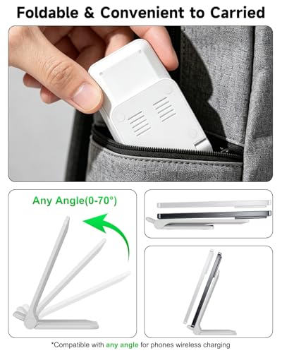 Wireless Charger Stand, Foldable, 15W Fast Wireless Charging Station Compatible with iPhone 17 16 15 14 13 12 Pro Max, Phone Charger Dock for Samsung Galaxy S26 S26+ S25 S24 S23 S22 Note 20 & Android - color: White