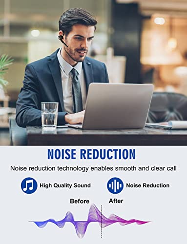 Pointcinco Bluetooth Headset V5.1, Wireless Headset with Battery Display Charging Case, Bluetooth Earpiece with Noise Canceling Mic for Driving, Office, Business, Compatible with Cell Phone and PC