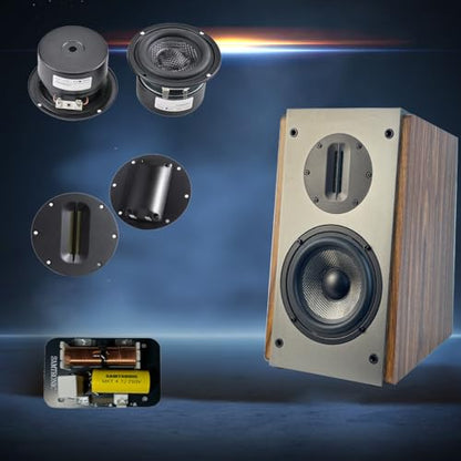 Passive Bookshelf Speakers, 2-Way Passive Speakers, 5.25" Woofer & 4" Ribbon Tweeter, 60Hz Bass for Home/Office/Theater Pair (Needs Amplifier or Receiver to Operate) - color: Brown