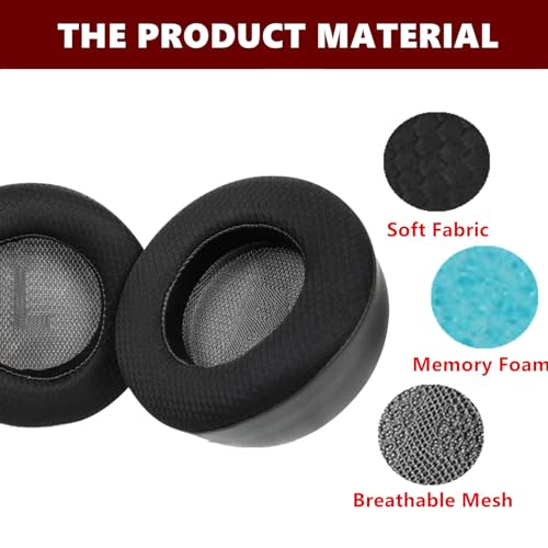 Cooling Gel Ear Pads Replacement Compatible with Corsair Virtuoso MAX Wireless Gaming Headset Mesh Fabric Ear Cushion | Black