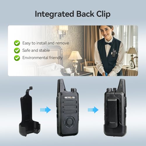 Retevis RT22S Walkie Talkies for Adults, 2 Way Radio with Earpiece(10 Pack) | For Daycare, Hospitality&Retail, Intuitive Channel Display, Lightweight Pocket-Friendly Design, FRS 22CH, All-Day Battery