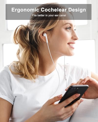 2 Pack [Apple MFi Certified] Wired Headphones for iPhone 14 13 12 Pro Max | 2Pack Wired Earbuds with Built-in Mic & Volume Control HiFi Stereo Nosie Reduction Earphones for iPhone 14 13 12 11 XS XR X 8 - color: LWhite