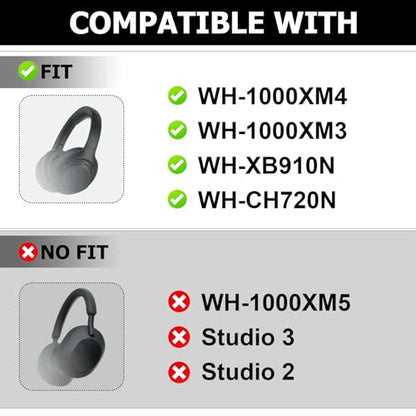 Sweat Silicone Headband Cover for Sony WH-1000XM4, WH-CH720N, WH-XB910N, ULT WEAR Headphones，Enhanced Comfort | Washable Zipped Headband Cover WH-1000XM4 (Black) - color: Black