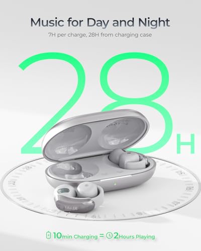 TALIX Open Ear Clip-On Wireless Bluetooth Earbuds AuraHalo G1, Gray | 4-Mic Clear Calls, Rich Bass, Roller-Inspired Design, Reduced Sound Leakage, IPX4 Water Resistant, Touch Control - color: Grey