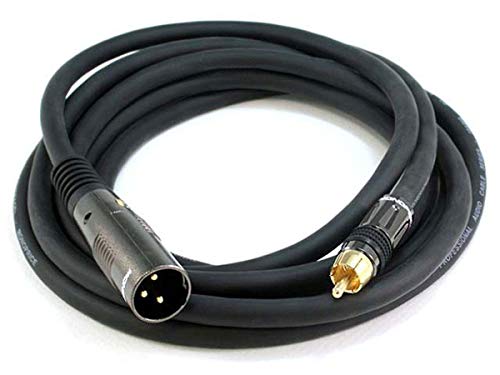 Monoprice XLR Male to RCA Male Cable - 10 Feet - Black, 16AWG Shielded Twisted Pair Oxygen-Free Copper Braid Conductors, E21 Gold Plated Connectors - Premier Series, 10ft - size: 10ft
