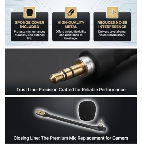 Detachable Microphone Replacement for Astro A40 Headset, Noise Reducing Gaming Mic Accessory with Oxygen Free Copper Cable