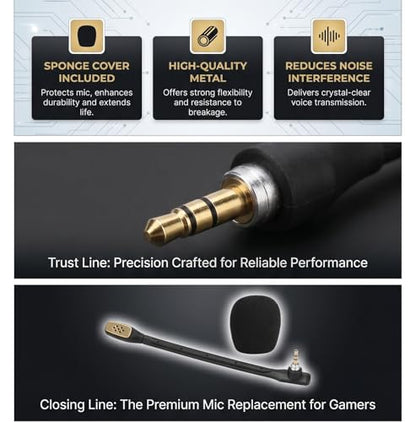 Detachable Microphone Replacement for Astro A40 Headset, Noise Reducing Gaming Mic Accessory with Oxygen Free Copper Cable