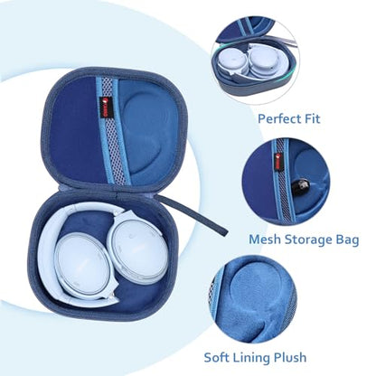XANAD Hard Case for Bose QuietComfort, QC Ultra, QC 45, QC 35, QC45 SE, QC SE or Skullcandy Crusher Evo, Hesh ANC, Hesh Evo, Crusher ANC 2, Crusher, Riff 2 Noise Headphones（Outer Blue+Inner Blue） - color: Outer Blue+Inner Blue