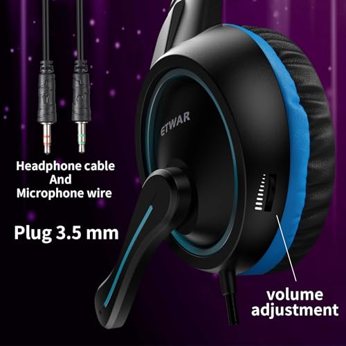 B3 Gaming Headset, Blue | Nintendo Switch, Xbox One, PS4, Mega Bass Surround, Noise Cancelling, 3.5mm Jack Over Ear with Mic, Laptop PC Smartphones - color: Blue