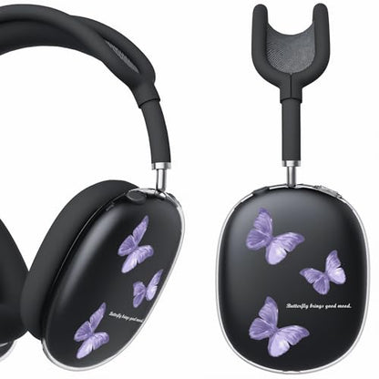for AirPods Max Headphones Butterfly Ear Covers for AirPods Max 2 | Cute Clear Ear Cups Cover | Black Silicone Ear Pad Case Headband Cover for Apple AirPods Max 2/1 (2026/2024/2020) - color: Butterfly A/Black