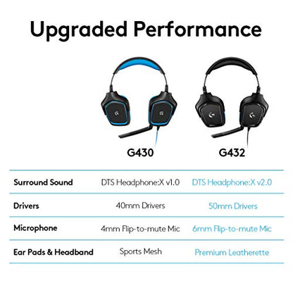 Logitech G432 Wired Gaming Headset - Black