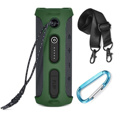 Silicone Protective Cover Frame Case Skin for JBL FLIP Essential 2 Bluetooth Speaker Shell Sleeve Hand Bag Shoulder Case Box Accessories - color: Green