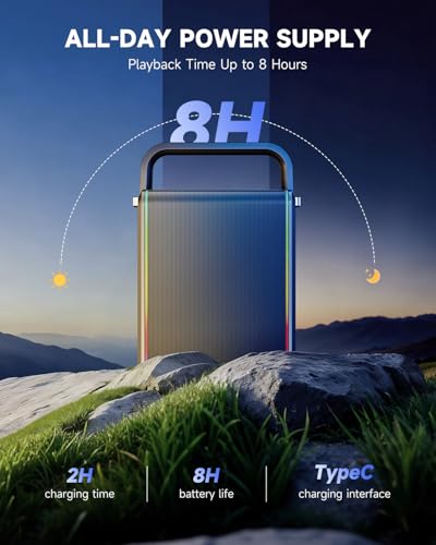 Moukey MPS5 Portable Karaoke Machine, 200W Peak Power Rechargeable Speaker with 2 Wireless Microphones& Strap, Support BT 5.3/REC/AUX/MP3/USB/TF, for Home/Party/Outdoor/Adults/Kids