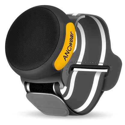 ANCwear Wearable Bluetooth Speaker with Clip, 3-Way Portable Mini Speaker | 60g wearable speaker for work, walking and travel with wristband, clip and hanger, IPX6 splash resistance and 9.5H playtime - color: Black