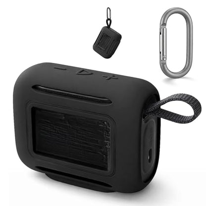 Silicone Cover Case for JBL Go 5 Bluetooth Speaker, Portable Speaker Travel Case Protective Cover Sleeve with Carabiner for JBL Go 5, Dustproof, Shockproof and Scratch-resistant (Black) - color: Black